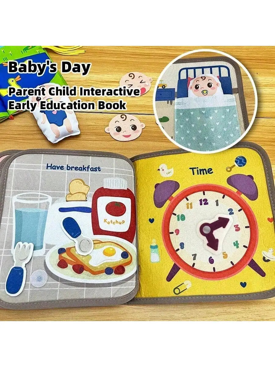 Livre d'activités Montessori pour bébé, livre en tissu pour bébé, jouet d'apprentissage, 1 ensemble de livre en tissu pour bébé, résistant aux déchirures, jouet éducatif, 6.