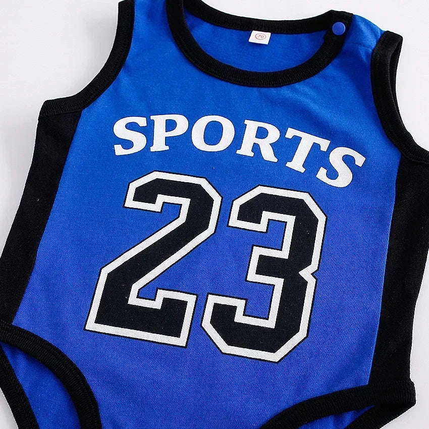 1 Set Rompers Basketball Kids Clothes Infantil Baby 23 Sport Clothing 18 Newborn Baby Rompers Cute Boys Girl Jumpsuits Blue