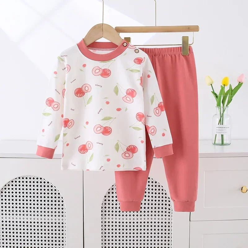 New 2024 Kids Boys Girls Pure Cotton Pajamas Cute Cartoon Panda Long Sleeve Pyjamas Toddler Baby Autumn Sleepwear Clothing Sets