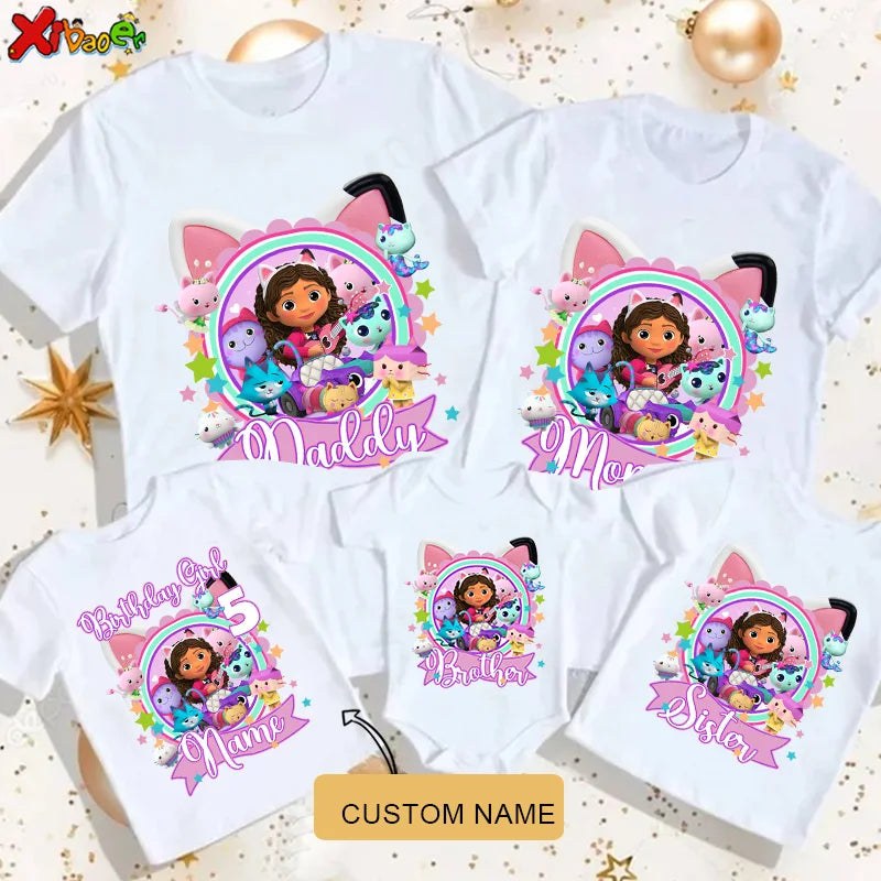 birthday t shirt for girls personalized name Princess Family Matching Outfits Party Toddler Baby T-shirt Family Look  5 8 Years