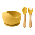 Ensemble d'alimentation pour bébé Mamaplan 3 pièces en silicone : bol à ventouse, cuillère et fourchette d'apprentissage, assiette et accessoires pour bébé.