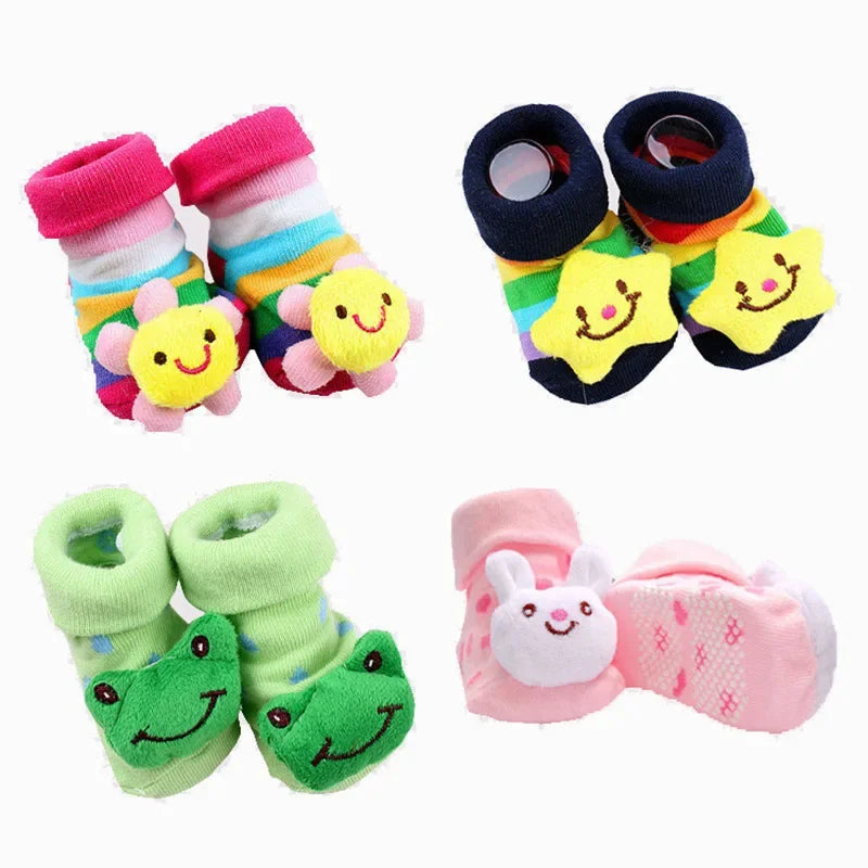 Chaussettes pour bébé, chaussons jouets, accessoires pour nouveau-nés, en caoutchouc antidérapant, motif animal, vêtements pour bébés et enfants.
