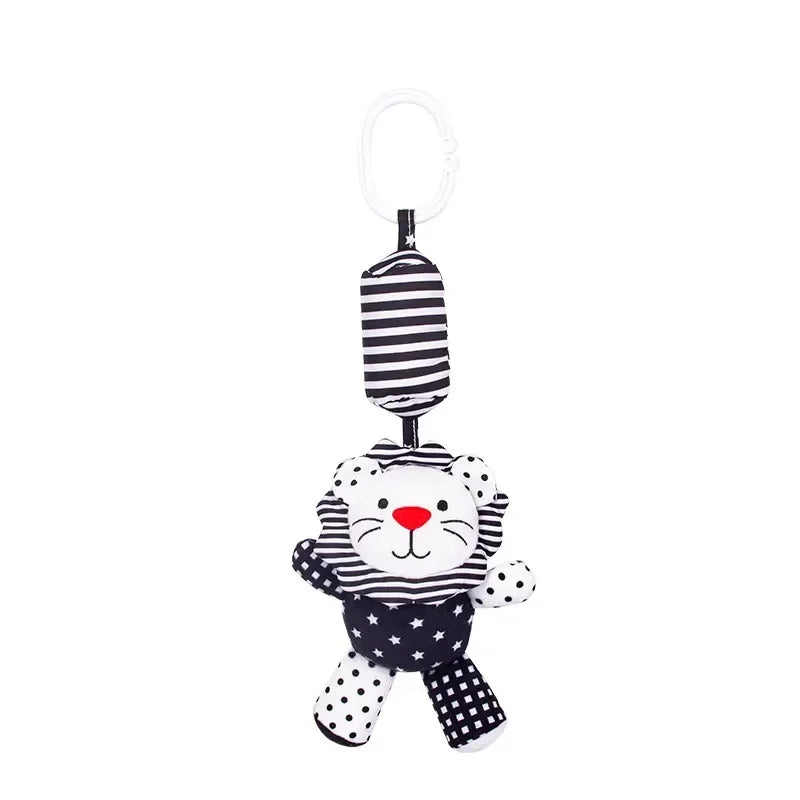 Hochet en peluche à suspendre à la poussette ou au lit, hochet pour bébé, noir et blanc, jouet d'éveil visuel pour enfants.
