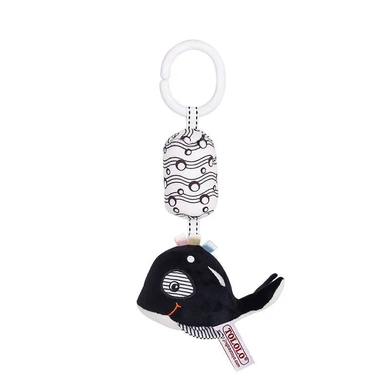 Hochet en peluche à suspendre à la poussette ou au lit, hochet pour bébé, noir et blanc, jouet d'éveil visuel pour enfants.