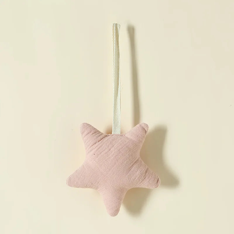 100% Cotton Gauze Baby Stroller Rattle Pendant-Star&Moon Wind Chime Bed Bell,Soft Skin-Friendly,Soothing Sleep Toy for Stroller