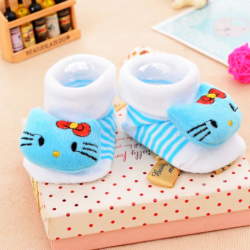 Chaussettes pour bébé, chaussons jouets, accessoires pour nouveau-nés, en caoutchouc antidérapant, motif animal, vêtements pour bébés et enfants.