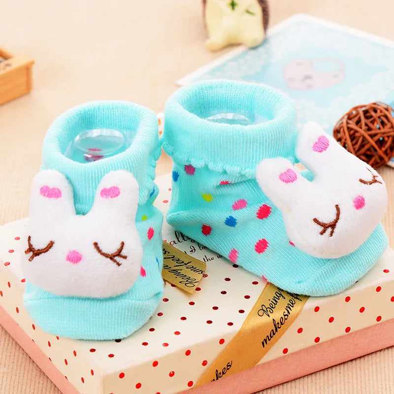 Chaussettes pour bébé, chaussons jouets, accessoires pour nouveau-nés, en caoutchouc antidérapant, motif animal, vêtements pour bébés et enfants.