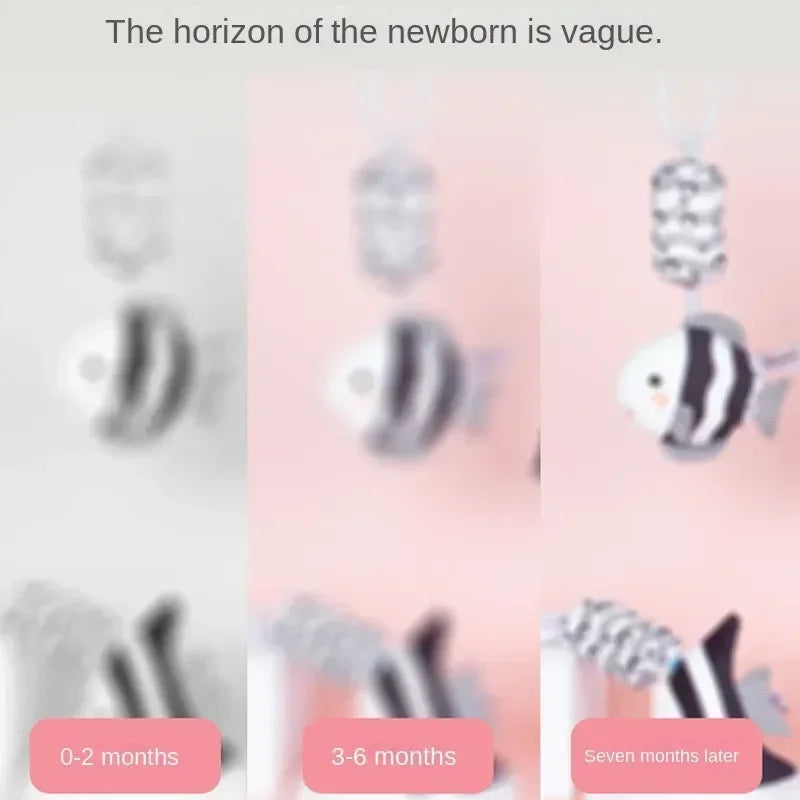 Hochet en peluche à suspendre à la poussette ou au lit, hochet pour bébé, noir et blanc, jouet d'éveil visuel pour enfants.
