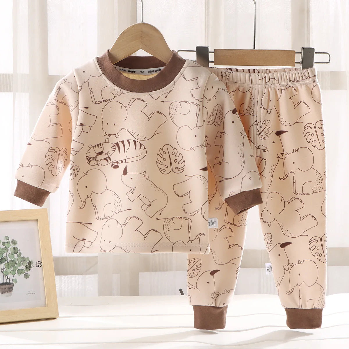 Kids Autumn Winter Thicken Warm Pajamas Toddler Baby Cute Cartoon Long Sleeve Pyjamas Boys Girls Casual Sleepwear Clothing Sets