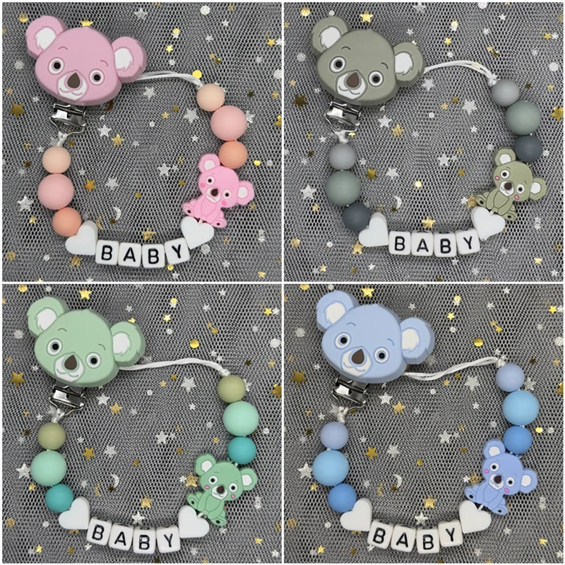 Attaches-tétines personnalisées gratuites avec prénom, jouets de dentition, attaches-tétines, chaînes, accessoires pour bébé, cadeau de naissance.