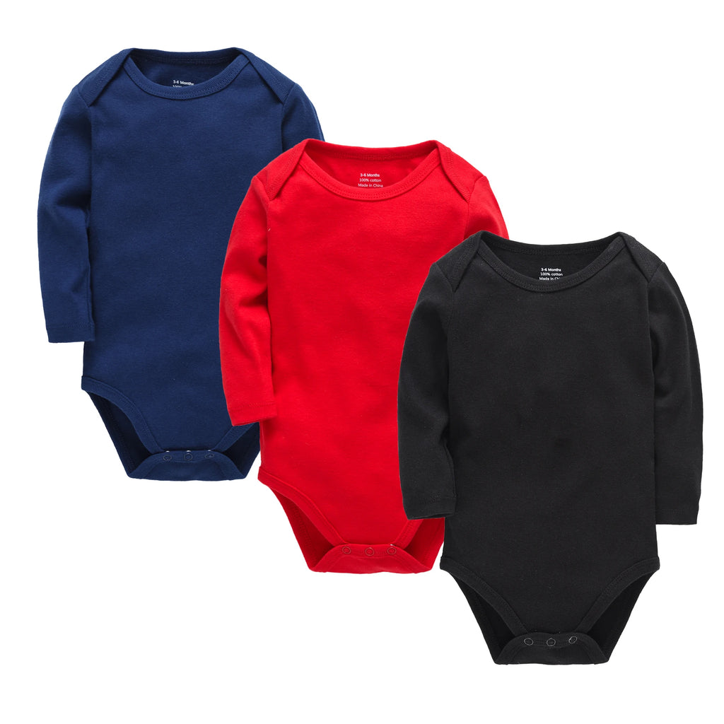 Honeyzone 3PCS/Sets Red Unisex Baby Bodysuit Loungewear Soft Long Sleeve Cotton One-Piece Jumpsuit Newborns Baby Clothing Babies