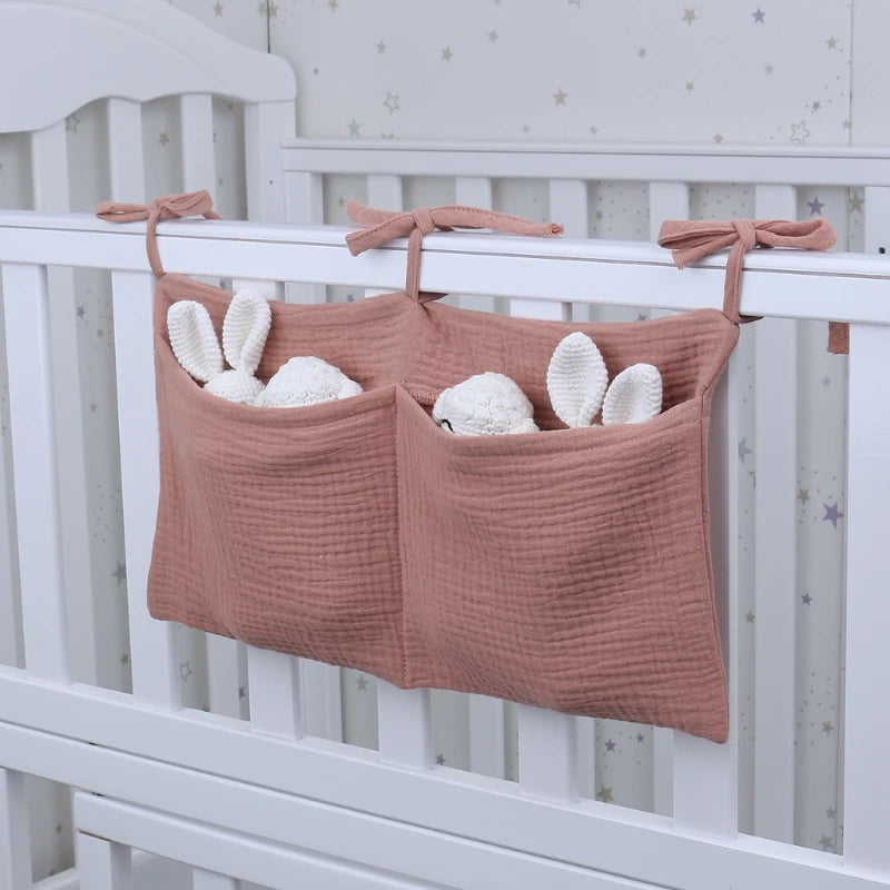 Organisateur de lit bébé, sac de rangement pour lit bébé à 2 poches, sac à couches suspendu pour bébé, sac à jouets pour bébé, rangement pour poussette.