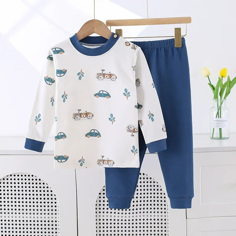 New 2024 Kids Boys Girls Pure Cotton Pajamas Cute Cartoon Panda Long Sleeve Pyjamas Toddler Baby Autumn Sleepwear Clothing Sets