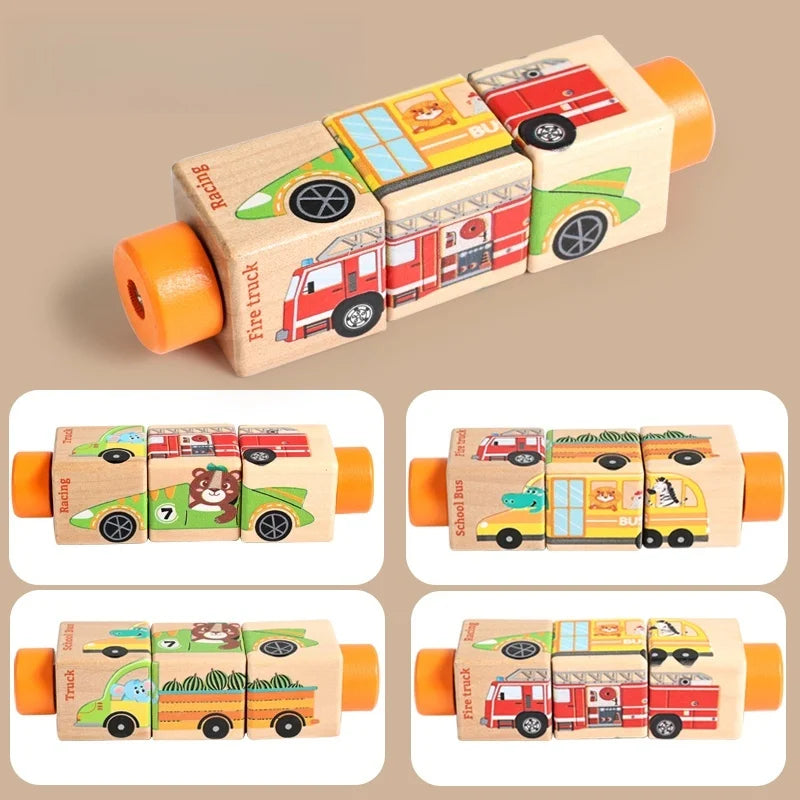 Puzzle en bois rotatif pour bébé, mobile musical avec clochette, jeu Montessori, cadeau de naissance.