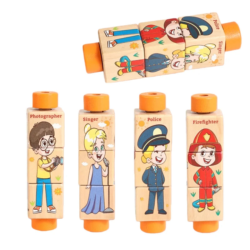 Puzzle en bois rotatif pour bébé, mobile musical avec clochette, jeu Montessori, cadeau de naissance.