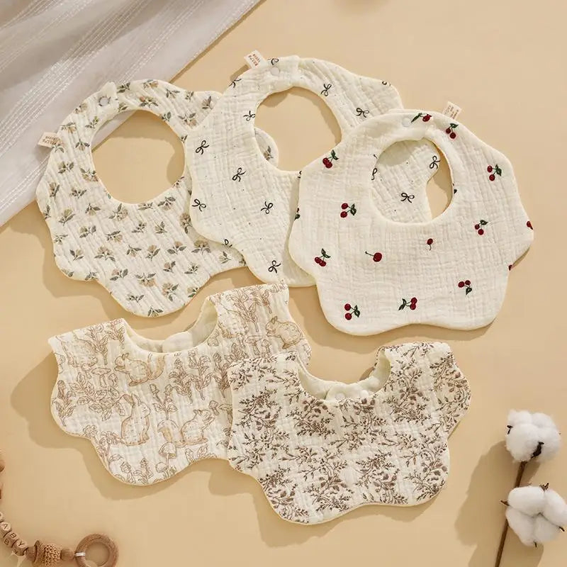 ✰✪1 Bavoir bébé en coton pour nouveau-né, bavoir bandana absorbant la salive, bavoir à volants et à fleurs, accessoires pour bébé
