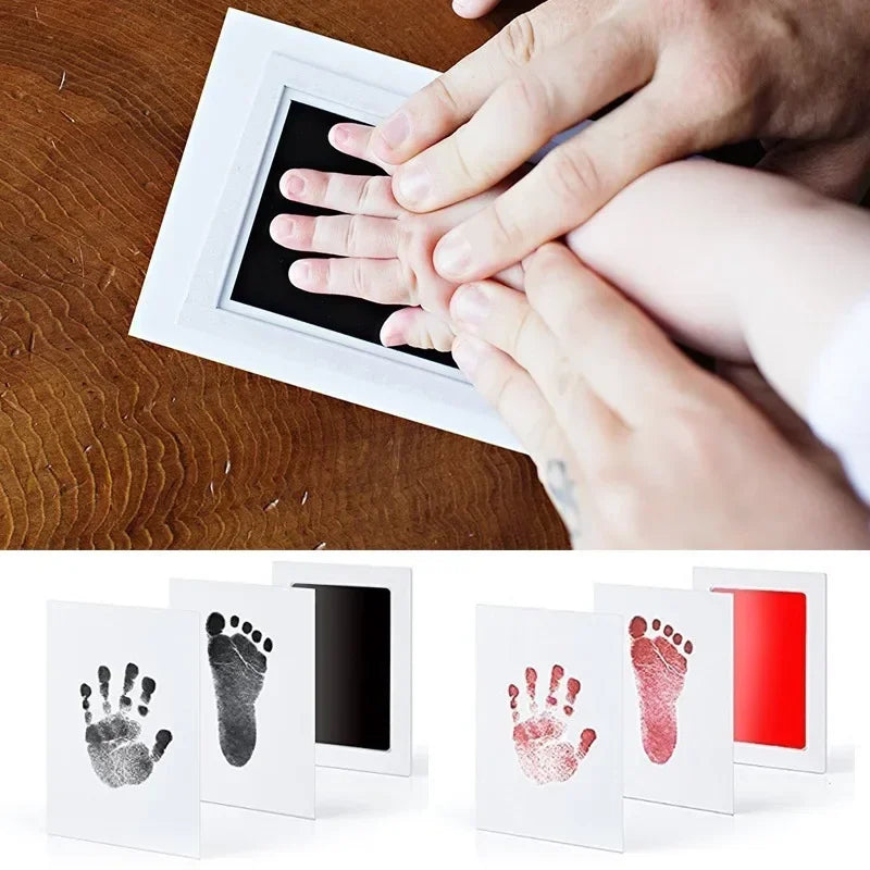 Kit d'empreintes de mains et de pieds pour nouveau-né, tampons encreurs, cadre photo, accessoires souvenirs pour tout-petits, cadeau de naissance sûr.