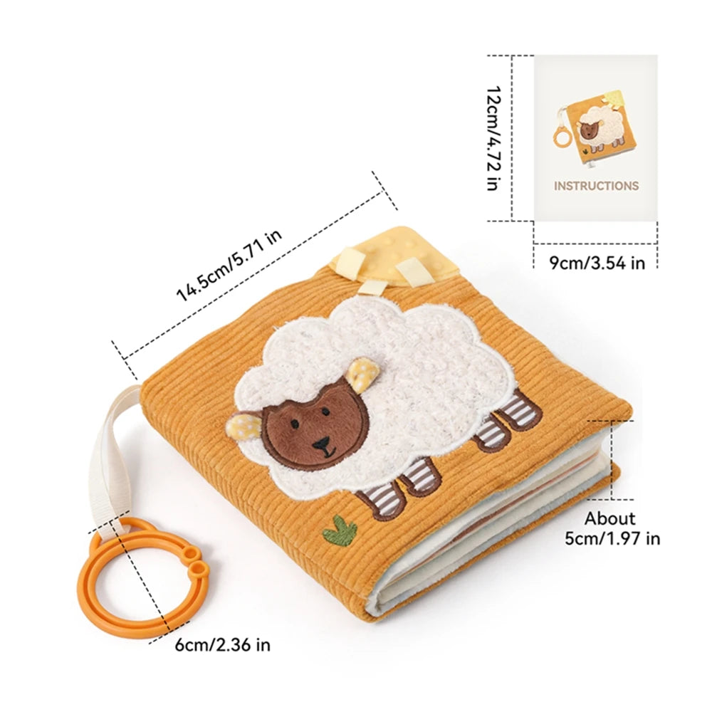 Livre en tissu éducatif pour bébé, jouet, petit agneau mignon, livre apaisant pour l'éveil cognitif des tout-petits, cadeau essentiel pour les nouveau-nés.