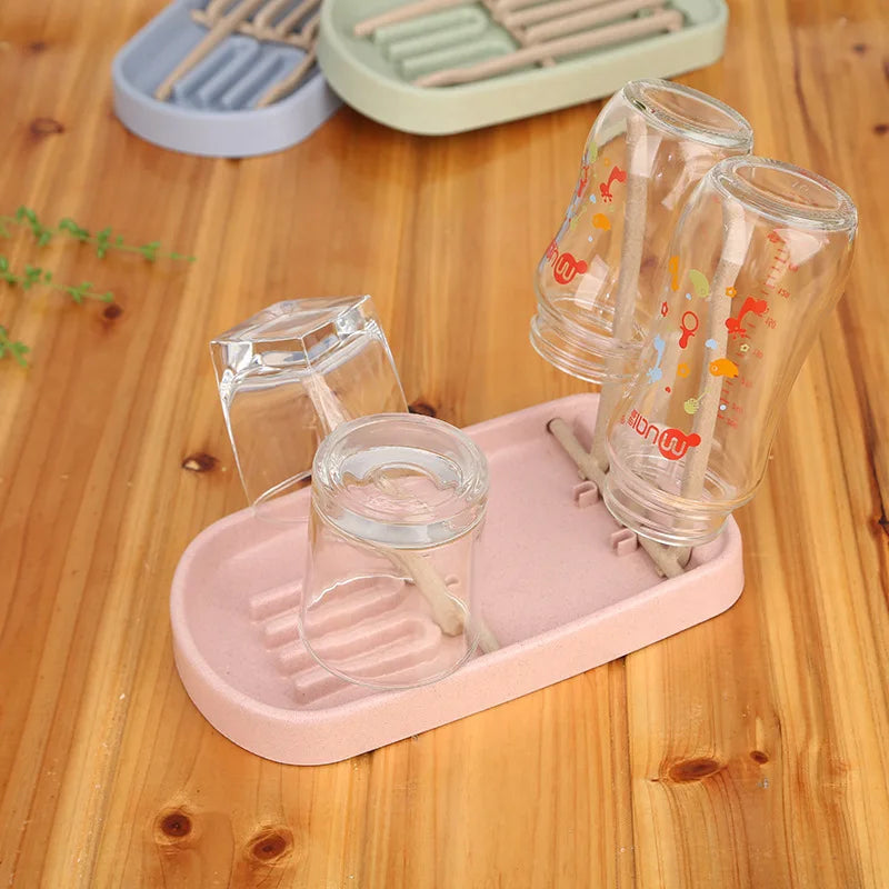 Séchoir à biberons en paille de blé, porte-gobelet, étagère amovible, nettoyage des sucettes, accessoires de rangement, étagère de séchage, nettoyage.