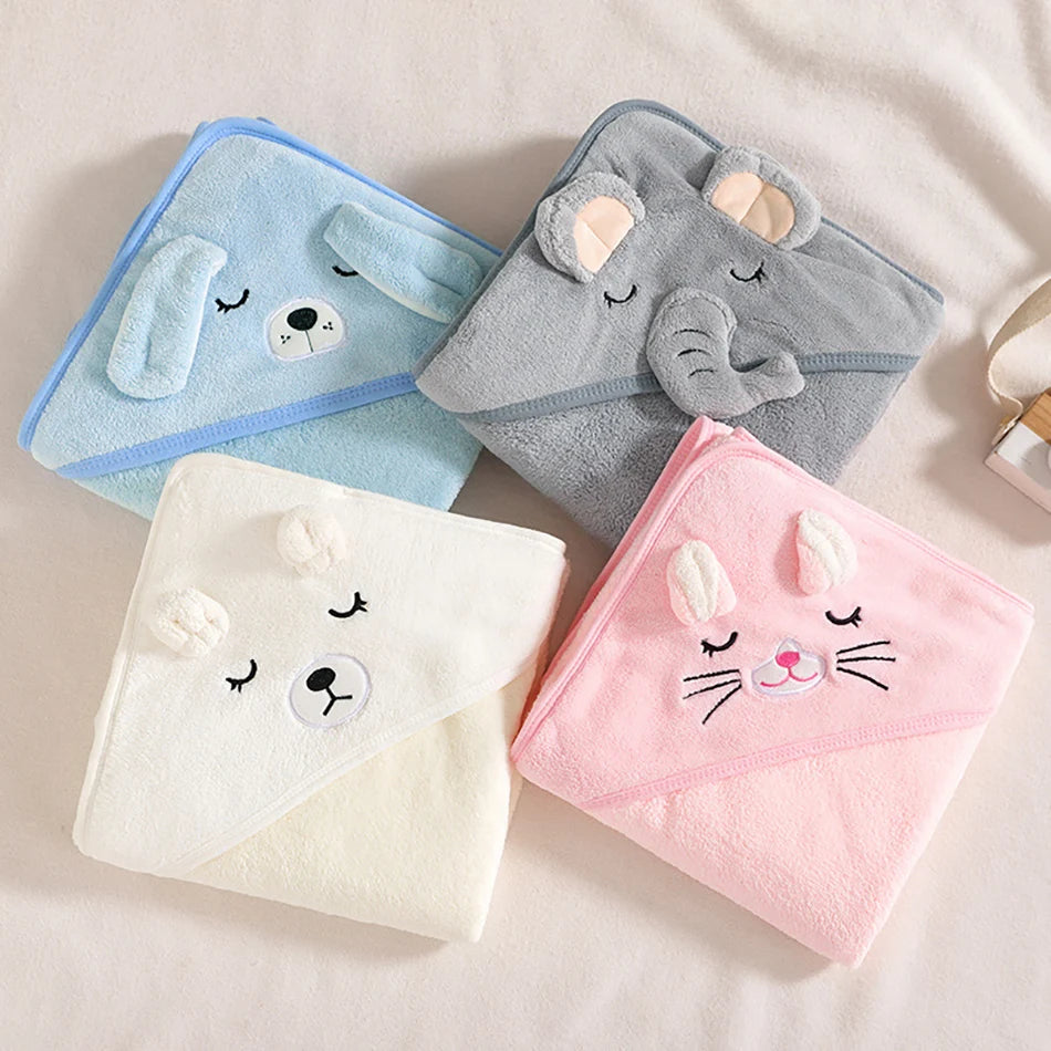 Couverture bébé garçon fille motif dinosaures et animaux, couverture froide à capuche, kit d'accessoires pour berceau, lange pour bébé enfant, serviette de bain en velours à séchage rapide