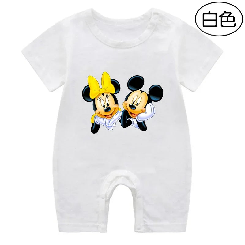 Summer Newborn Baby Romper Cartoon Mickey Minnie Mouse Print Boy Girl Jumpsuit Roupas Bebe Infant Clothes Toddler Pajamas Outfit
