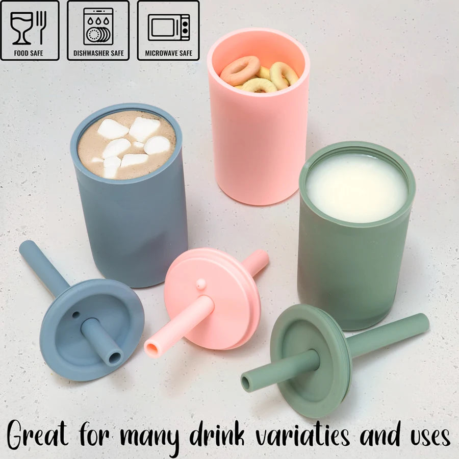 Gobelets d'apprentissage pour bébés, tasses à paille souple, biberons, vaisselle pour enfants, sans BPA, accessoires pour nouveau-nés.