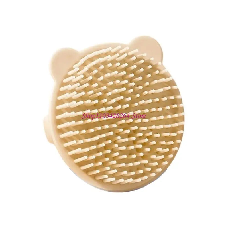 Brosse à shampoing pour bébé à embout rond, en silicone doux, nettoyant pour le cuir chevelu, brosse à cheveux motif animaux amusants, accessoire de bain pour nourrisson.
