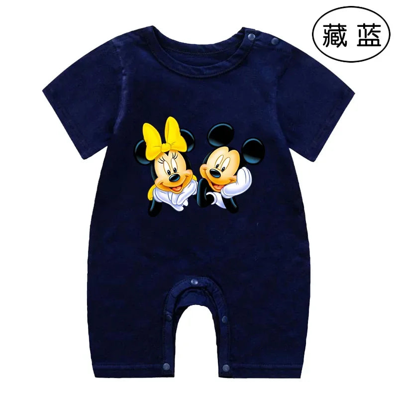 Summer Newborn Baby Romper Cartoon Mickey Minnie Mouse Print Boy Girl Jumpsuit Roupas Bebe Infant Clothes Toddler Pajamas Outfit