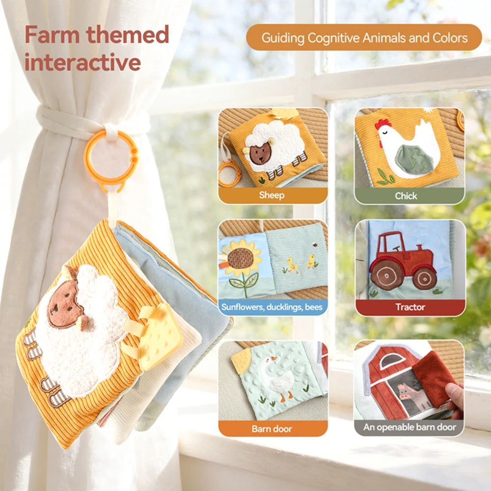 Livre en tissu éducatif pour bébé, jouet, petit agneau mignon, livre apaisant pour l'éveil cognitif des tout-petits, cadeau essentiel pour les nouveau-nés.