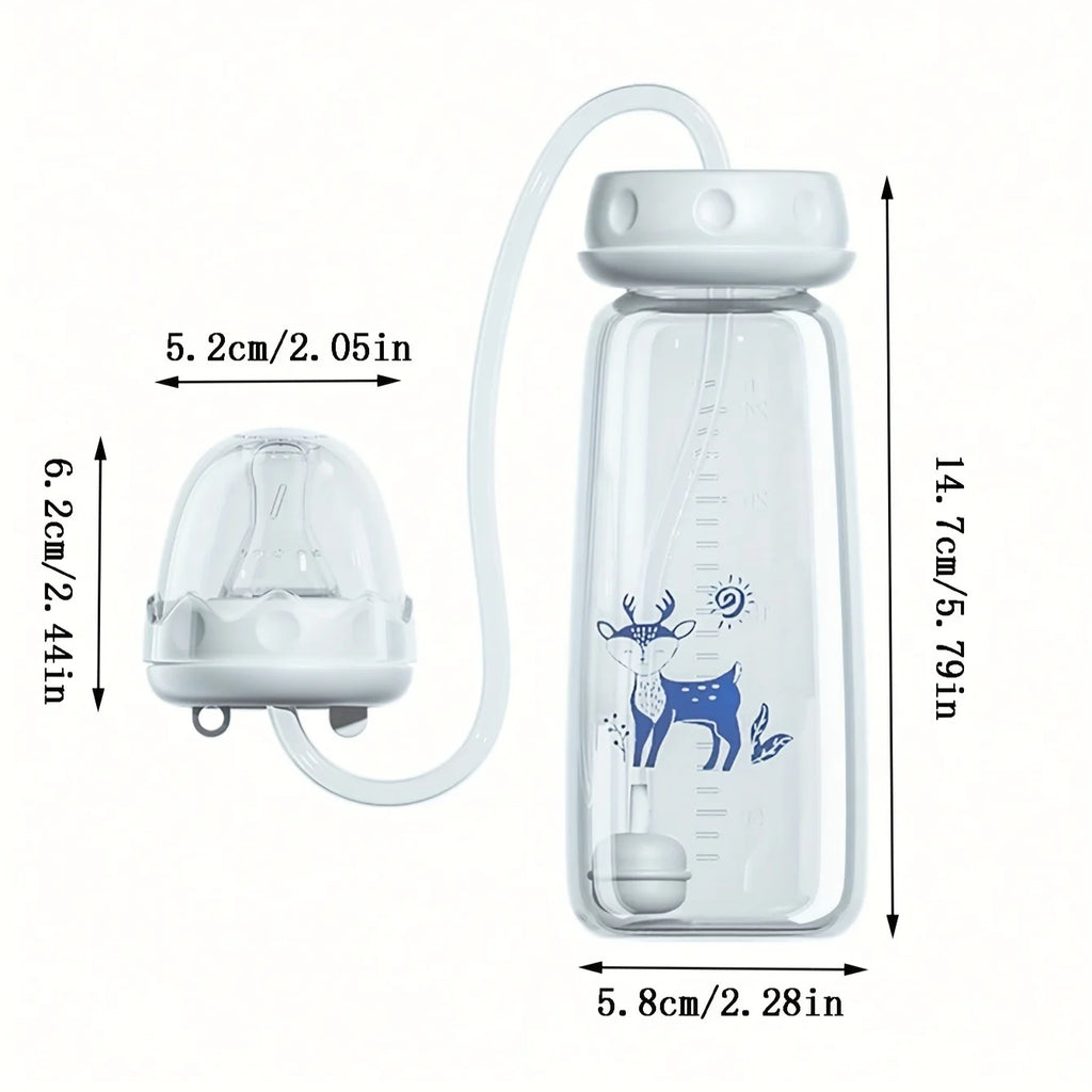 Biberon à col normal de 240 ml (8 oz) avec goupillon pour paille, ensemble de biberons mains libres en PP - facilite l'alimentation.