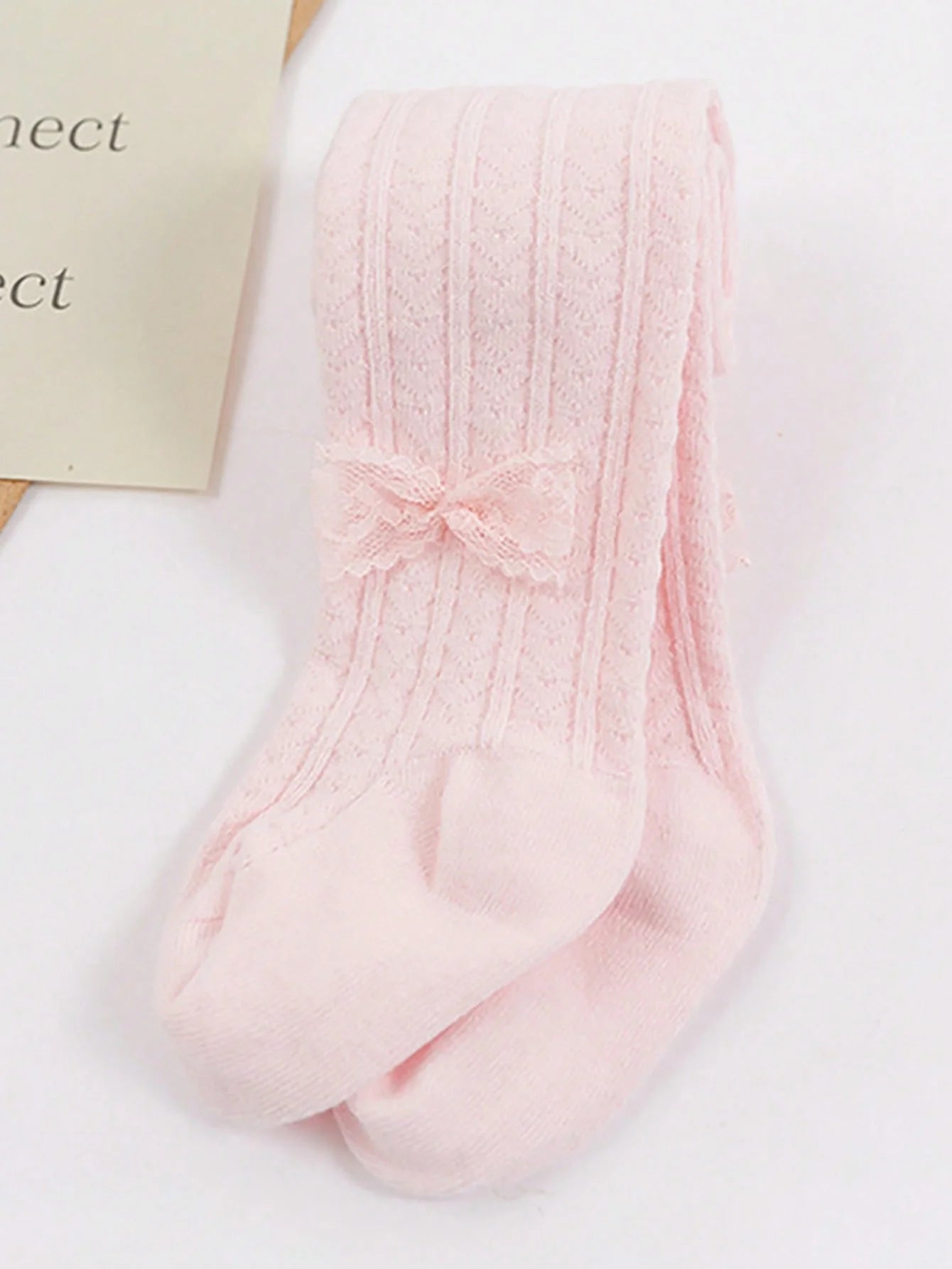 1 Pair of Baby Girls' Heart-Patterned Leggings with Lace Bowknots Decoration Are Suitable for Girls to Wear with Lolita Outfits for Everyday Wear