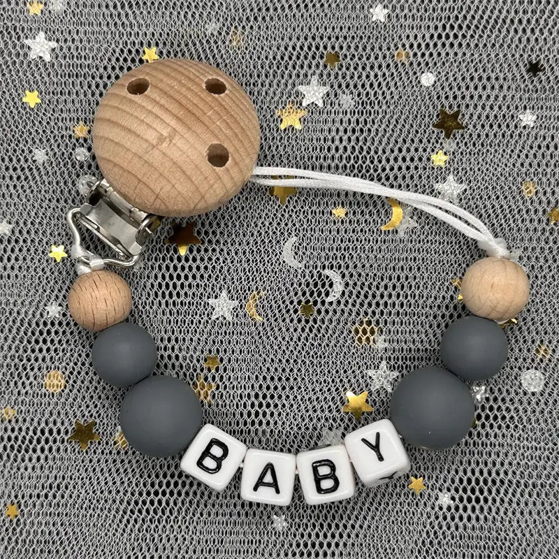 Attaches-tétines personnalisées gratuites avec prénom, jouets de dentition, attaches-tétines, chaînes, accessoires pour bébé, cadeau de naissance.