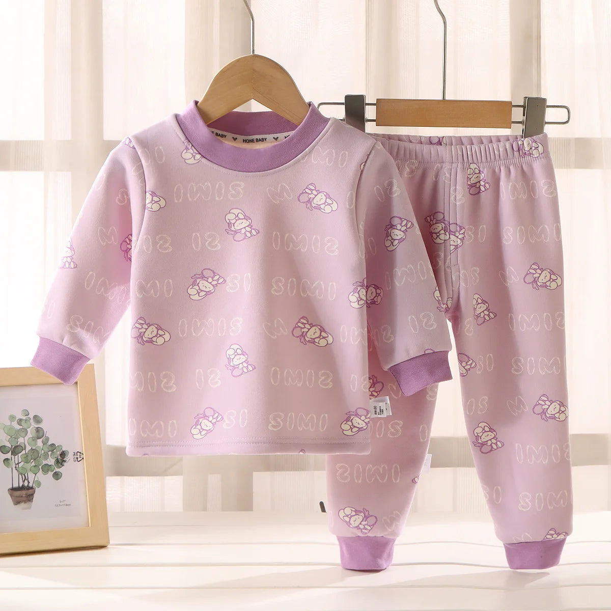 Kids Autumn Winter Thicken Warm Pajamas Toddler Baby Cute Cartoon Long Sleeve Pyjamas Boys Girls Casual Sleepwear Clothing Sets