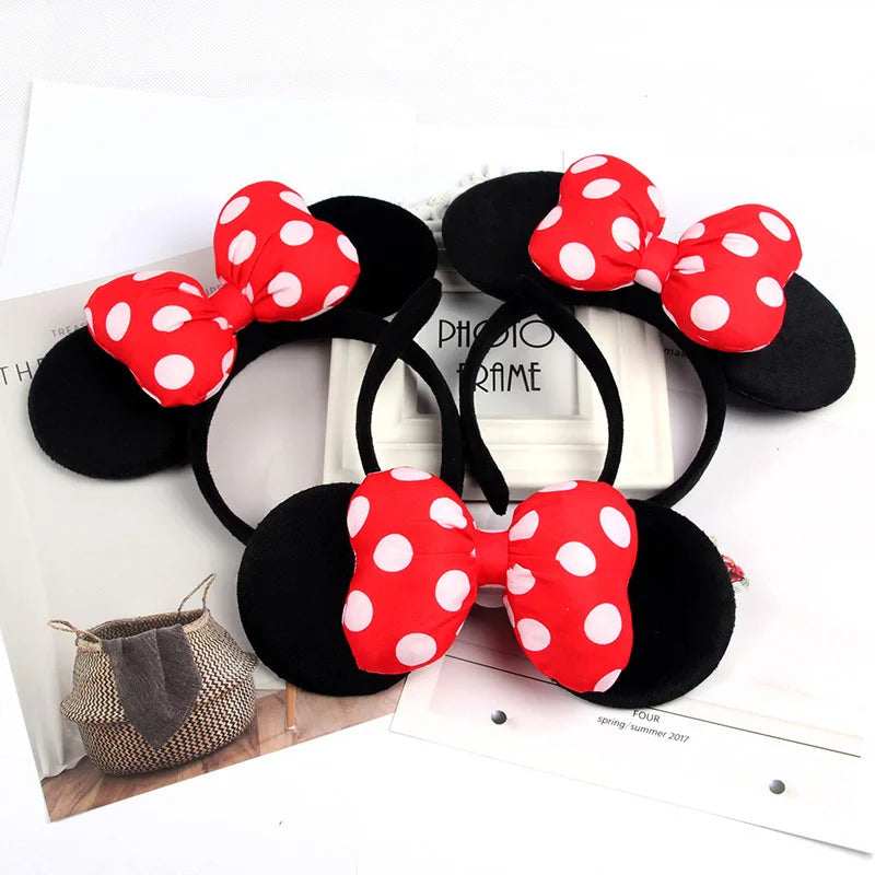 Serre-tête lumineux Minnie Mouse à oreilles de souris, nœud à pois, accessoires pour cheveux pour enfants, lumières clignotantes et jouets colorés.