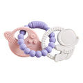 Anneau de dentition en silicone alimentaire (1 pièce), jouet pour bébé de 0 à 12 mois, anneau de dentition sensoriel pour tout-petits, bracelet de dentition planète en silicone. Accessoires inclus.