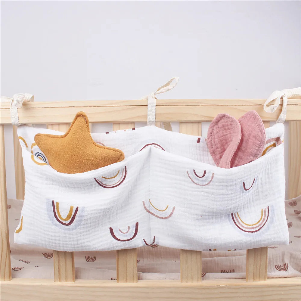 Organisateur de lit bébé, sac de rangement pour lit bébé à 2 poches, sac à couches suspendu pour bébé, sac à jouets pour bébé, rangement pour poussette.