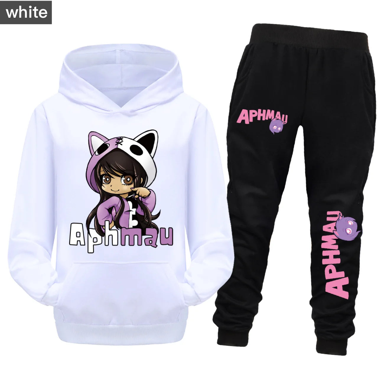 Aaron APHMAU Cat Clothes Set Kids Hooded Sweatshirts Jogging Pants 2pcs Suit Baby Boys Clothing Sets Toddler Girls Outfits