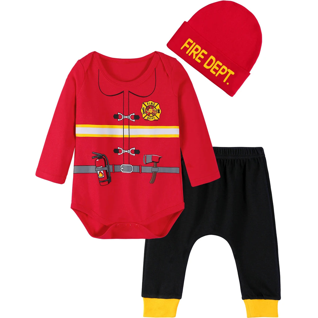 Déguisement pour bébé garçon, tenue de pompier, policier, médecin, pilote, cosplay, Halloween, carnaval et bien plus encore.