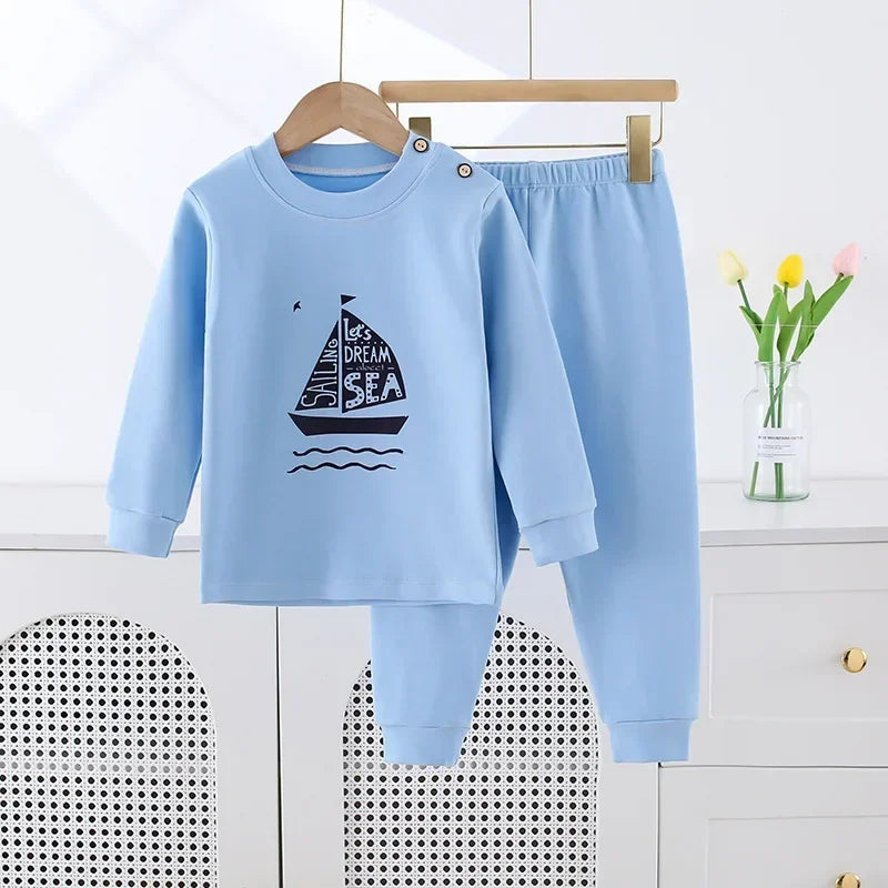 New 2024 Kids Boys Girls Pure Cotton Pajamas Cute Cartoon Panda Long Sleeve Pyjamas Toddler Baby Autumn Sleepwear Clothing Sets
