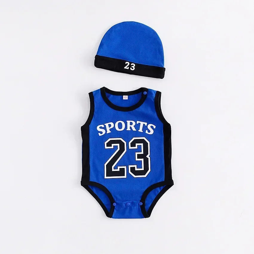 1 Set Rompers Basketball Kids Clothes Infantil Baby 23 Sport Clothing 18 Newborn Baby Rompers Cute Boys Girl Jumpsuits Blue