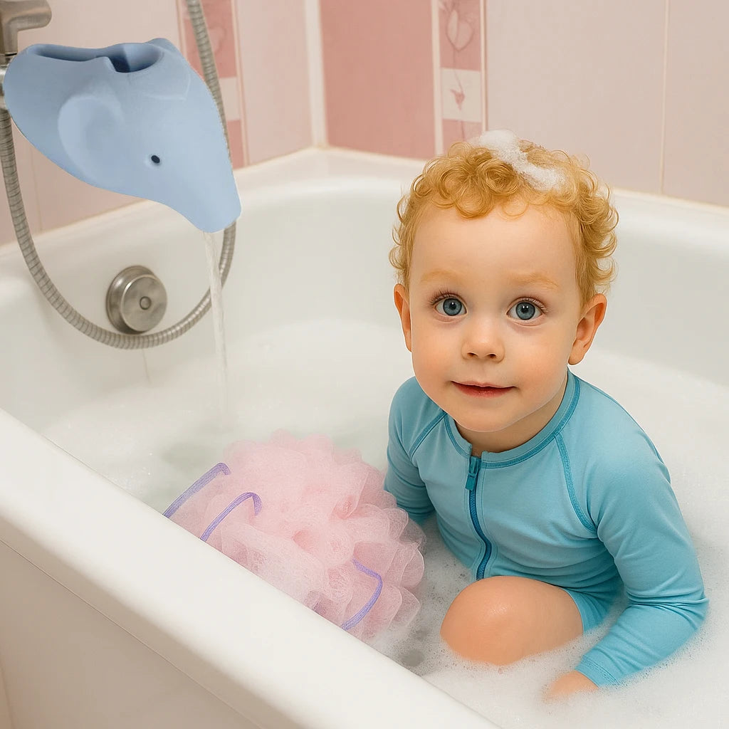 Protection de robinet pour baignoire bébé, bec verseur souple et sûr en EVA, anti-brûlures et anti-éclaboussures, compatible avec la plupart des robinets d'évier, pour la baignoire bébé.