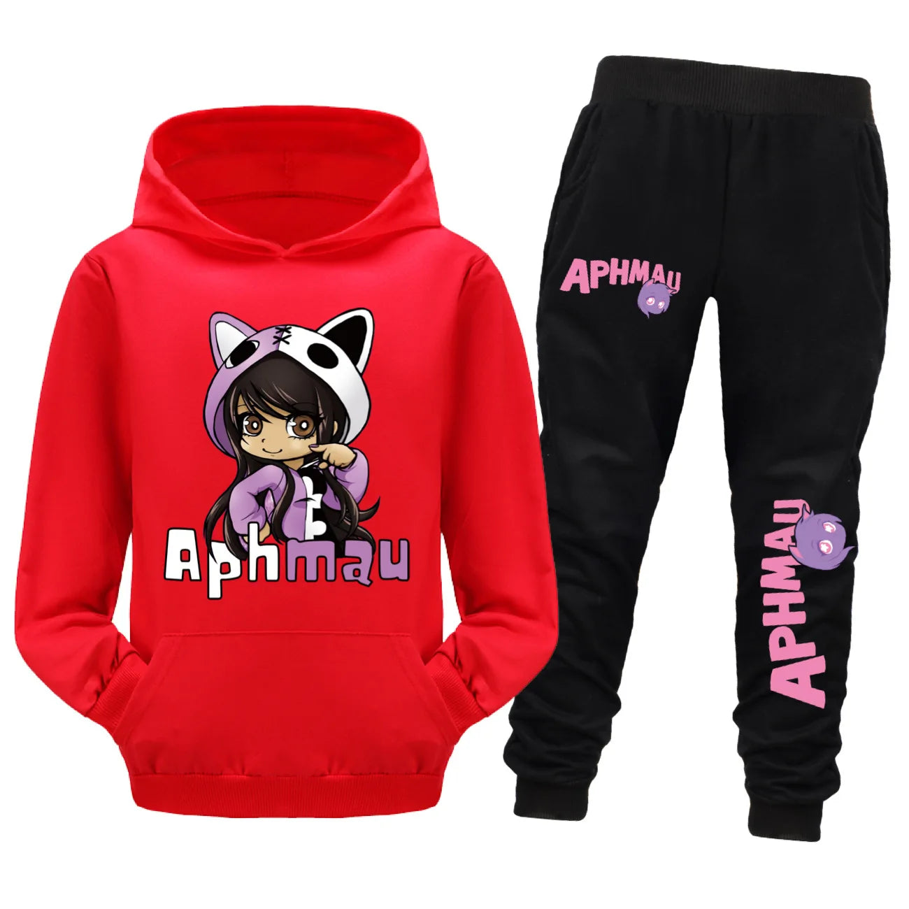 Aaron APHMAU Cat Clothes Set Kids Hooded Sweatshirts Jogging Pants 2pcs Suit Baby Boys Clothing Sets Toddler Girls Outfits
