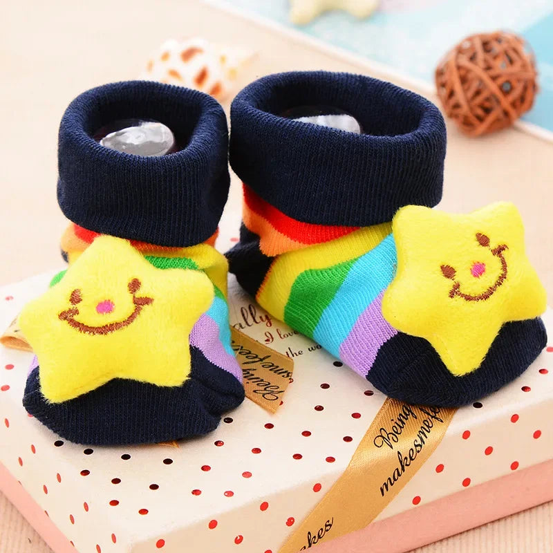 Chaussettes pour bébé, chaussons jouets, accessoires pour nouveau-nés, en caoutchouc antidérapant, motif animal, vêtements pour bébés et enfants.