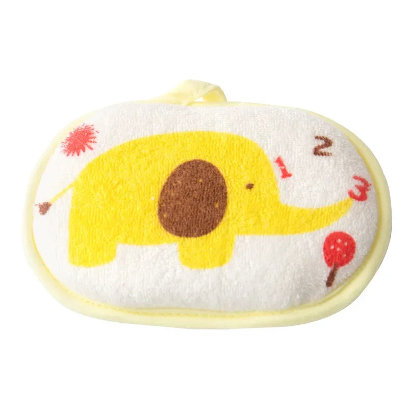 1 éponge de bain douce en coton brossé pour bébé, motif éléphant, accessoire de toilette pour nouveau-né et tout-petit.