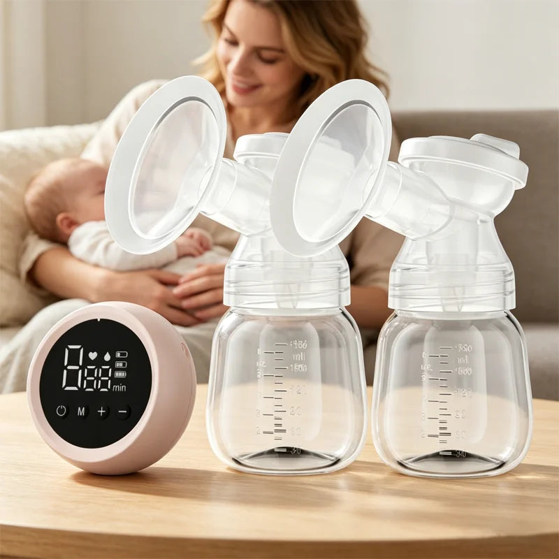 Tire-lait électrique double USB sans BPA, portable, 3 modes, 9 niveaux d'intensité, silencieux, rechargeable, idéal pour les voyages, le travail et l'allaitement.
