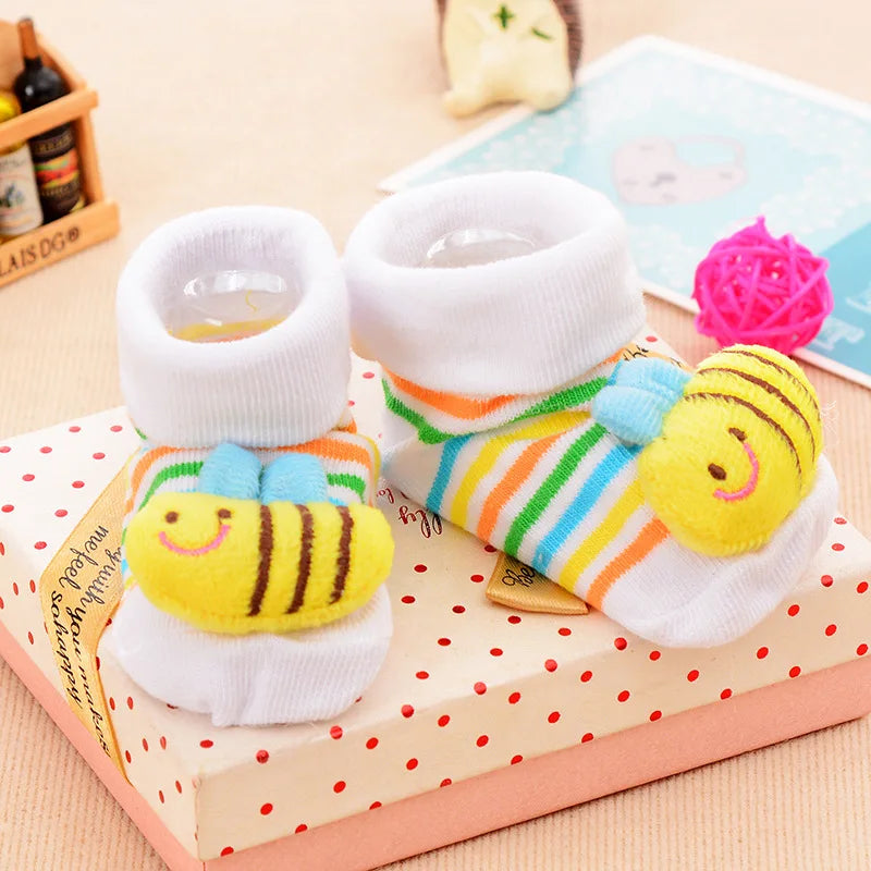 Chaussettes pour bébé, chaussons jouets, accessoires pour nouveau-nés, en caoutchouc antidérapant, motif animal, vêtements pour bébés et enfants.