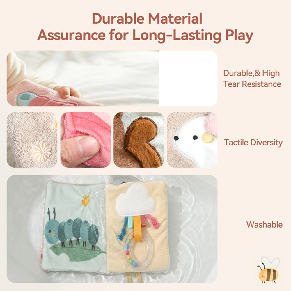 Couverture apaisante pour bébé et maman (0-12 ans) - Jouet d'éveil en peluche lapin - Livre sensoriel.