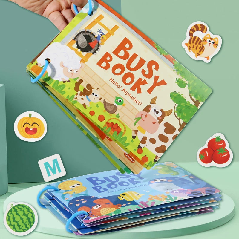 Livre d'activités Montessori pour bébé Mon premier livre d'activités Paste Early Learning Education Ty Jeu d'association de jouets pour bébés de 2 à 3 ans.