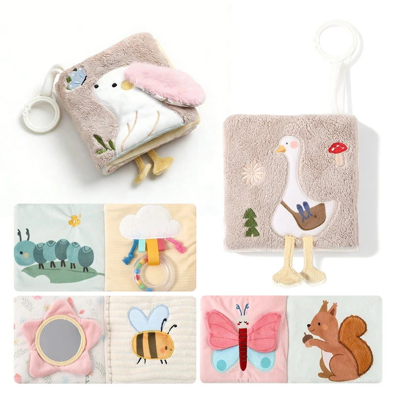 Couverture apaisante pour bébé et maman (0-12 ans) - Jouet d'éveil en peluche lapin - Livre sensoriel.