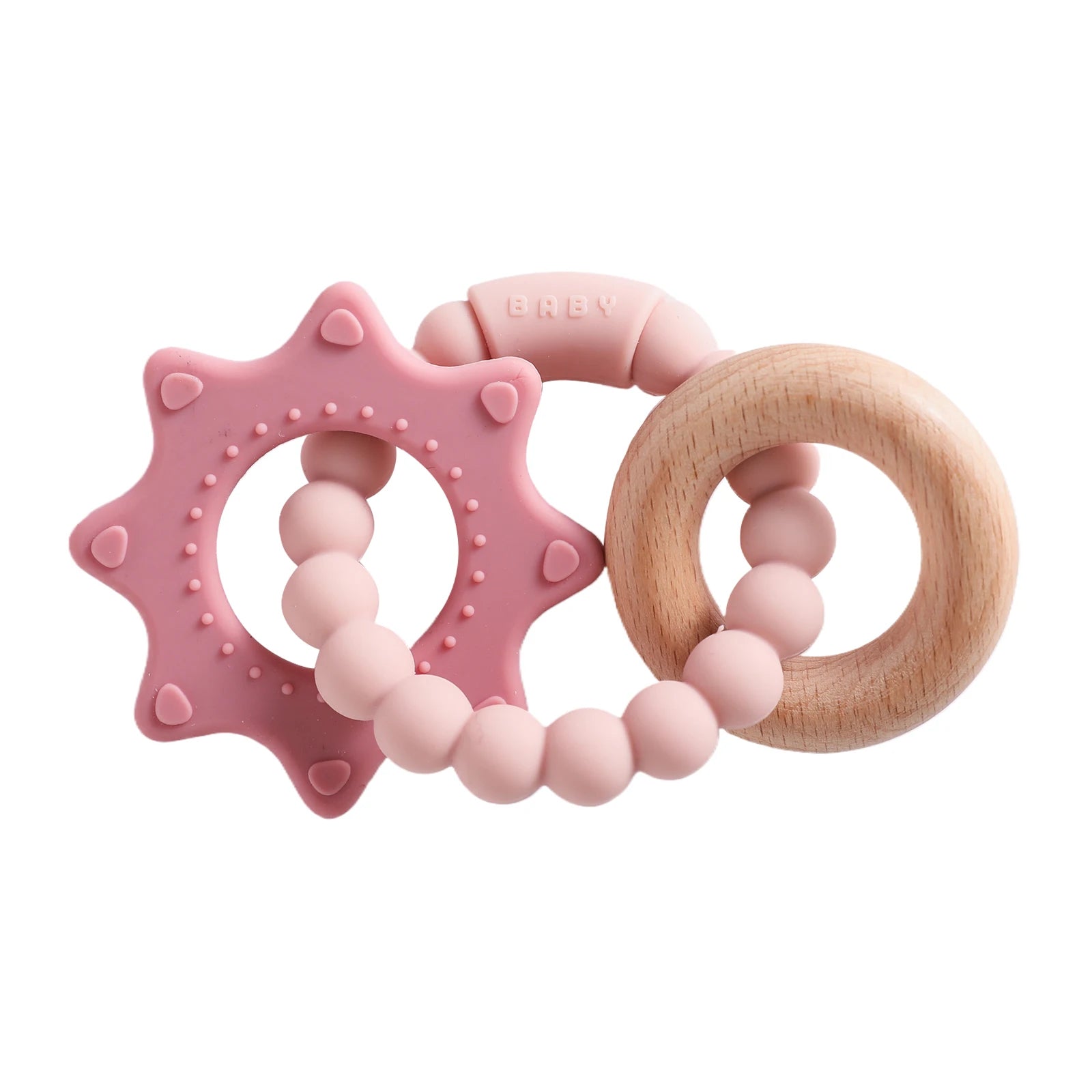 Anneau de dentition en silicone alimentaire (1 pièce), jouet pour bébé de 0 à 12 mois, anneau de dentition sensoriel pour tout-petits, bracelet de dentition planète en silicone. Accessoires inclus.